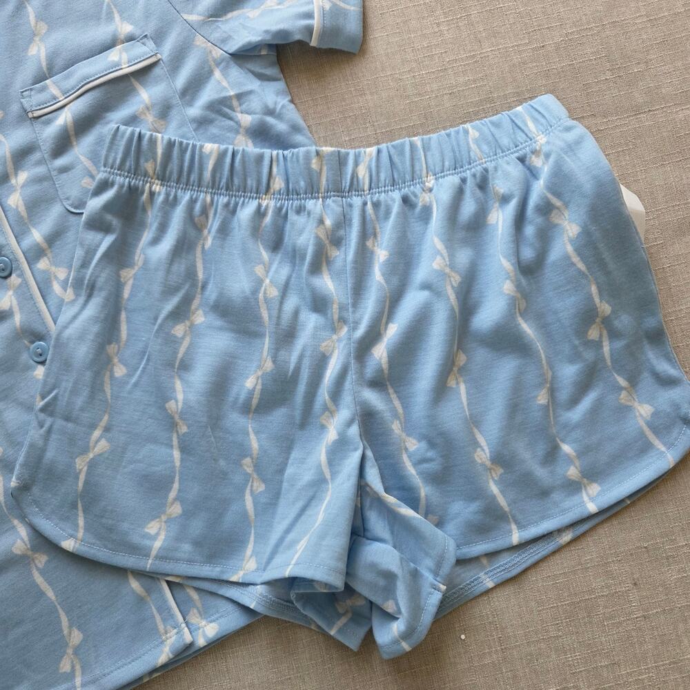 Gap Girl's Blue Ribbon Pajama Short Set - Picture 3 of 6